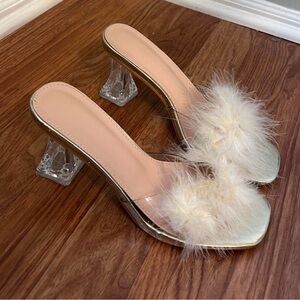 Chic Cream Fur-Trimmed Women's Heels